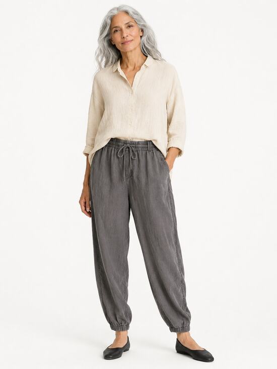 Eileen Fisher Pants - Eileen Fisher Organic Cotton blend Pull On Jogger Pants Gray Size L